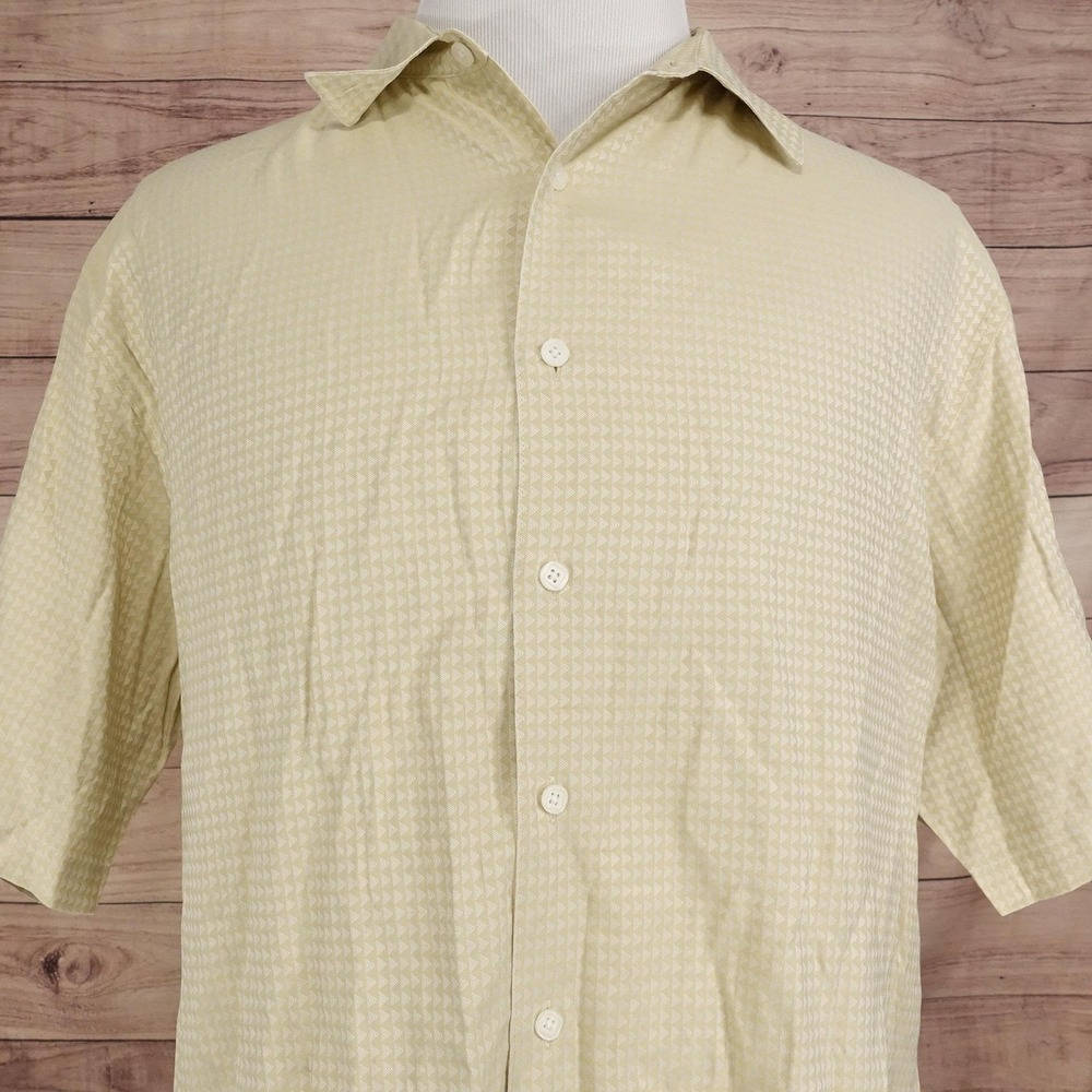 Axist Surf Soft Shirt Mens 2XL Yellow Geometric Short Sleeve Button-Up